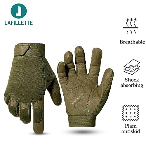 Image of LAFILLETTE Breathable Full Finger Touch Screen Protection Gloves for Motorcycle Cycling Motorbike Sports Climbing (Green)