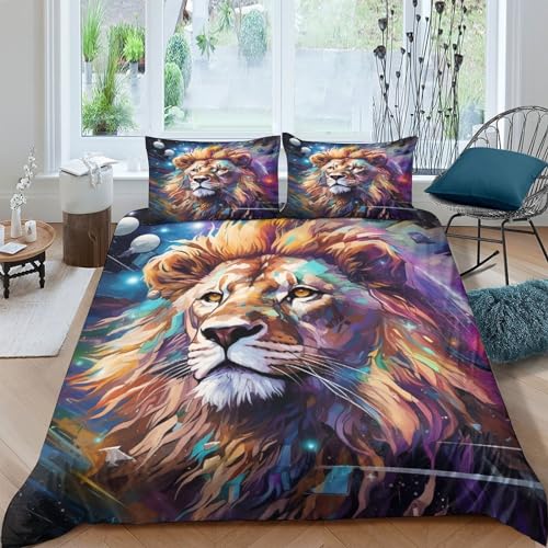 Funda nórdica de león 3D microfibra suave juego de cama infantil double 200x200 con fundas de almohada 2