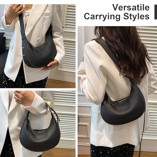 Bolso de hombro en forma de creciente de cuero LassZone para mujer, bolso cruzado, bolso tipo silla de montar, elegante bolso tipo satchel miniatura 2