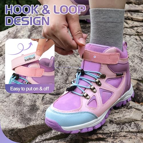 R Cord Hiking Boots Outdoor High Top Girls Outdoor Walking Climbing Sneaker Comfortable Adventure Trekking Shoes Outdoor Boots Purple 1 Little Kid thumb #4