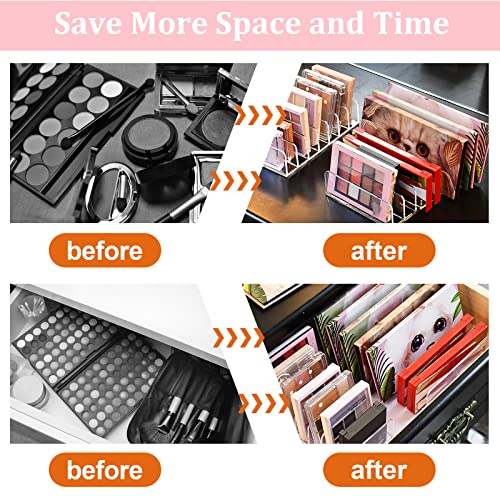 Tikplus 2 Stück Lidschatten Organizer, Acrylic Kosmetik Organizer, Make up Schminktisch Organizer mit 7 Fächern，Transparent Paletten-Organizer für Schubladen Schlafzimmer, Schminkaufbawahrung