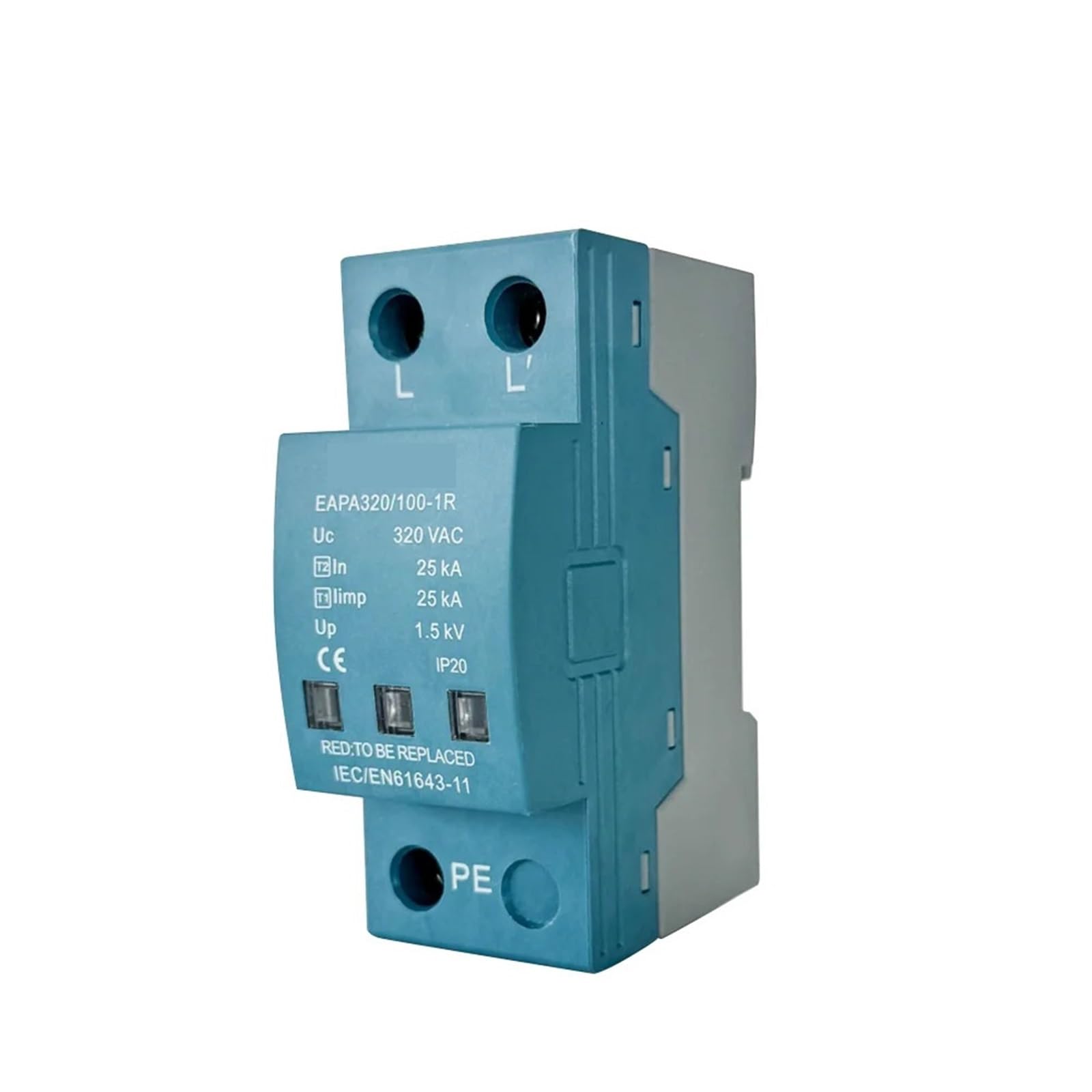Protezione da sovratensione 1P 100KA, T1+T2, AC SPD 220V 230V 320V 385V 440V, installazione su guida DIN (1P 275V, No RC)
