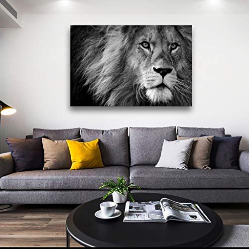 Baisuart D0169 Modern Giclee Canvas Prints Wall Art Stretched Artwork Black And White Lion Pictures To Photo Paintings On Canvas Wall Art For Bedroom Living Room Home Decorations Office Wall Décor #TOP1