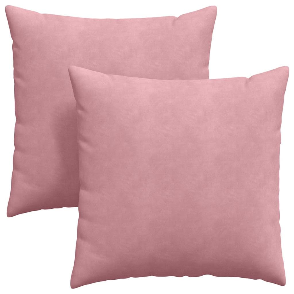 Moderne Sofakissen 2 Stück in Rosa 60 x 60 cm mit samtigen Cord Bezügen, praktischem Reißverschluss und weicher Polyesterfüllung für Wohnzimmer