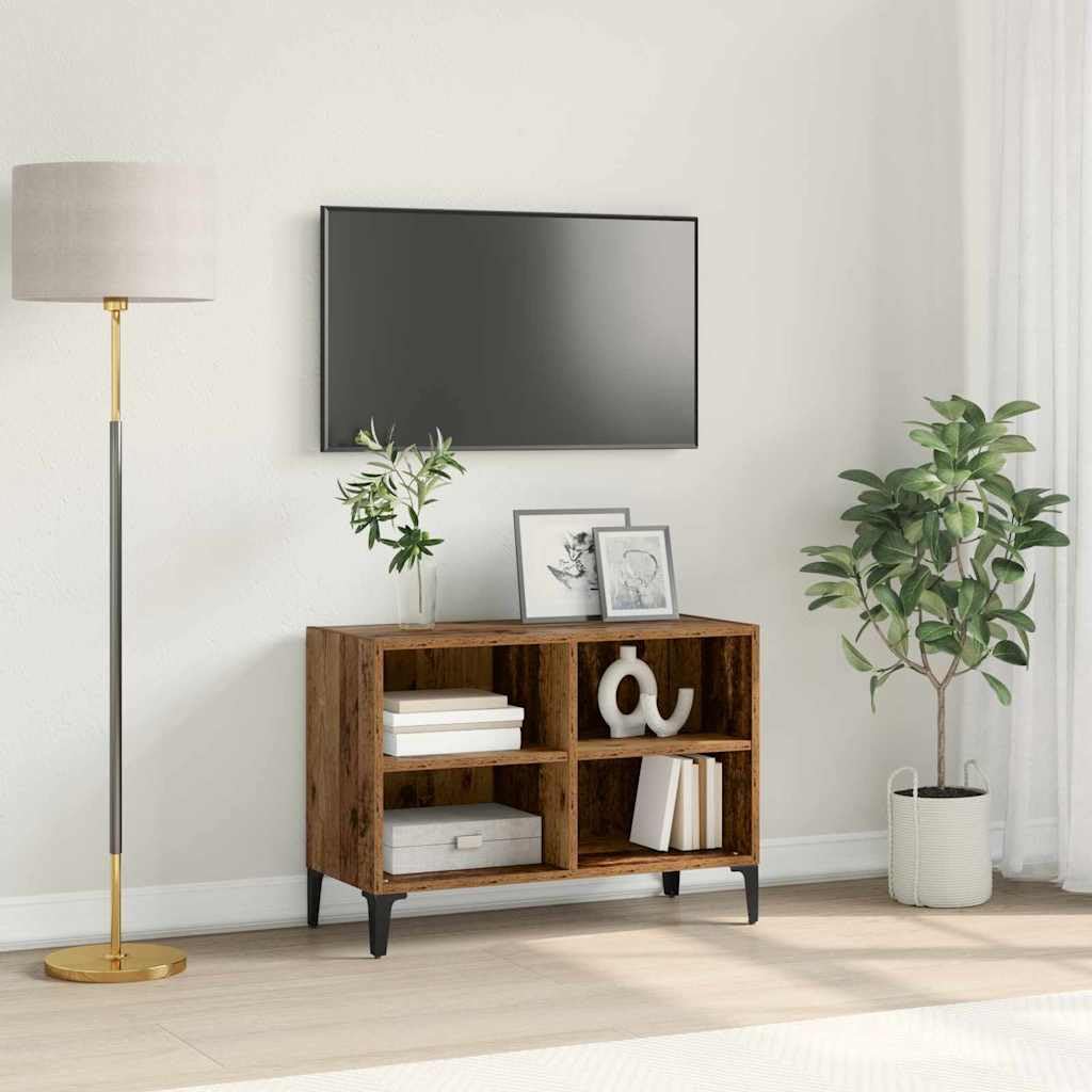 TV-Schrankset Braun 69,5x30x50 cm, Holzwerkstoff, wandmontiert, mit Regal, für Wohnzimmer, Media Center, platzsparend, robust