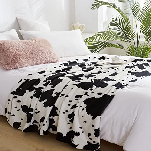 King Dare Cow Throw Blanket Soft Cozy Fall Fleece Cow Print Blanket For Couch Car Travel Small Black And White Cowhide Lightweight Outdoor Lap Throw For Kids Adults ( 40 X 50 In) #TOP1