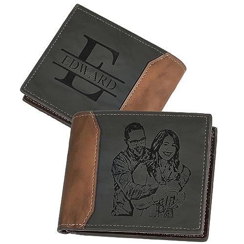 Minimalist Wallet for Men Personalized Wallet Custom Photo & Initial Name Mens Wallets Father's Day Gifts Customized Gifts for Him
