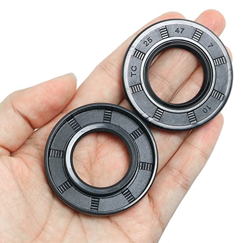 Meetoot 2Pcs Metric Rotary Shaft Oil Seal 47X25X7Mm Tc Double Lips Rubber #TOP5