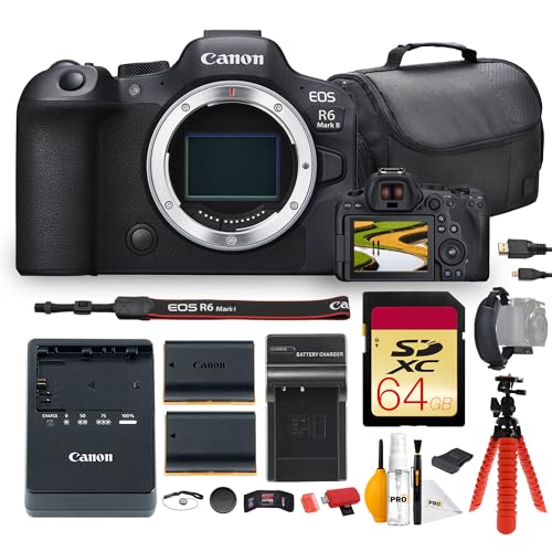 Canon EOS R6 Mark II Mirrorless Camera Bundle | 24.2MP Full-Frame Sensor, Dual Pixel CMOS AF II & 4K 60p Video | for Sports, Wildlife & Hybrid Creators (5666C002) + 64GB Card + Battery + Bag + More