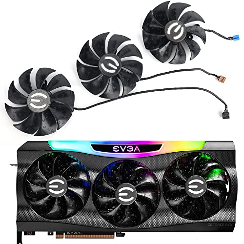 Coolerage Ventilador de tarjeta gráfica de 87 mm 12 V 0.55 A 4 pines PLD09220S12H RTX3070 RTX3080 RTX3090 FTW3 para EVGA RTX 3070 3080 Ti 3090 FTW3 Ultra Gaming GPU Cooler (juego completo, 3 piezas)