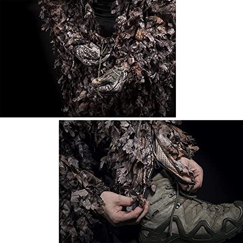 JSQWD Green Leaf Tarnung Jagdanzug Herbst 3D gezacktes Blatt Tarnung Tarnung Tarnung Dschungel Jagd Halloween Kostüm… – Bild 4
