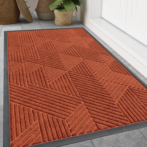 Image of Smiry Front Door Mat Outside Entrance, Low Profile Rubber Doormat, 71x23