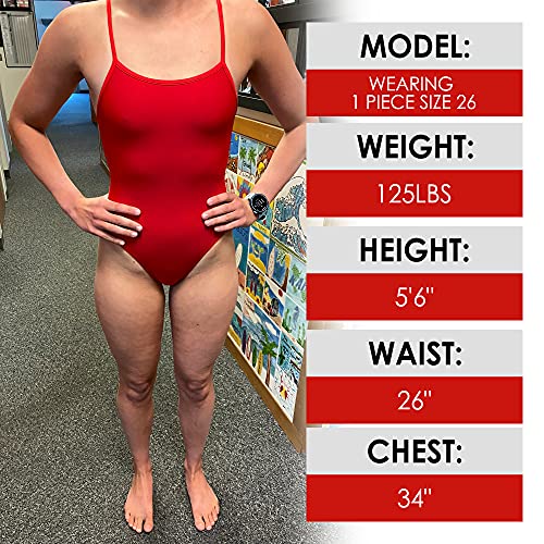 Junior Guard Girls Thin Strap 1-Piece Red Swimsuit-262