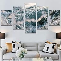 SIGNWIN 5 Panel Canvas Wall Art Coastal Orange Photography Relax/Calm Romantics Sunset Warm for Home Decorations Ready to Hang - 60