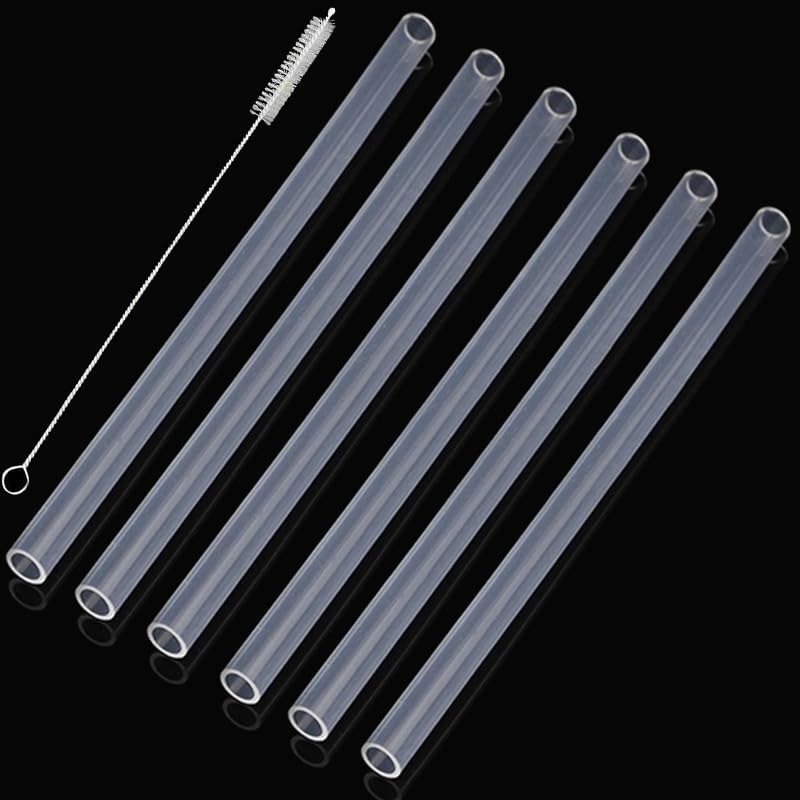 JoyTube 6 Pack Silicone Replacement Straws for 20 30 40oz Cup, Straws Reusable with Cleaning Brush Compatible 30 40 oz Stanley Tumbler 6 Clear