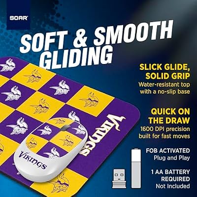 SOAR NFL Wireless Mouse and Mouse Pad- Checkered
