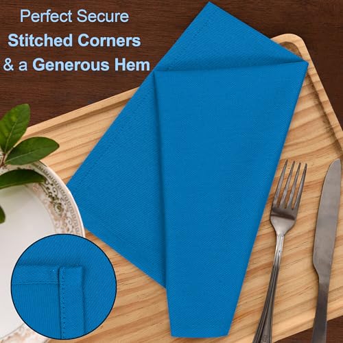 Image of Ruvanti Cloth Napkins Set of 12, 18x18 Inches Napkins Cloth Washable, Soft, Durable, Absorbent, Cotton Blend. Table Dinner Napkins Cloth for Hotel, Lunch, Restaurant, Wedding Event, Parties - Blue