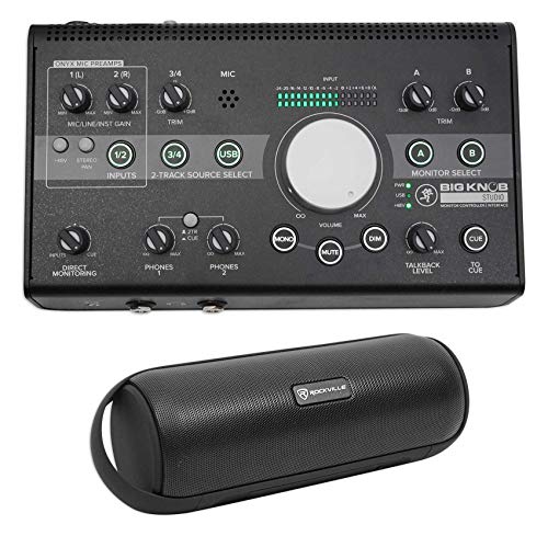 Audiosavings Bundle: Mackie Big Knob Studio 3x2 Studio Monitor Controller 96kHz USB I/O Bundle with Rockville RPB25 40w Portable/Outdoor Bluetooth Speaker w/USB+Aux+Wireless Link (2 Items)