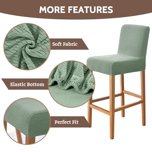 Image of FUANGUI Bar Stool Covers Set of 2, Stretch Bar Stool Seat Covers | Washable Removable Bar Chair Covers with Backs Slipcovers, Bar Chair Covers Square for Kitchen Dining Room Cafe