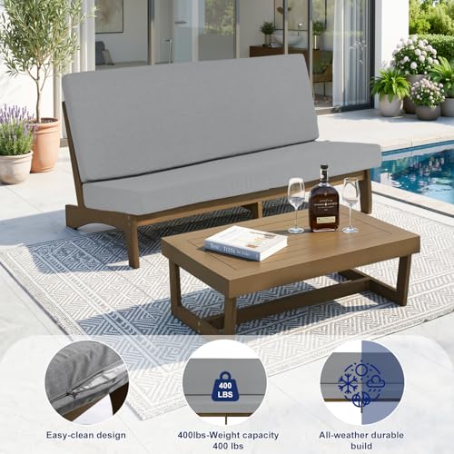 Image of Pia Ricoo 1-Piece Patio Furniture Set, Outdoor Loveseat with 4.5-Inch Thick Cushions, All-Weather Outdoor Sofa for Backyard, Deck, Lawn - Gray