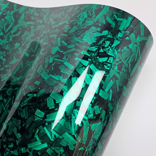 Image of LZLRUN Gloss Green Forged Carbon Fiber Car Vinyl Wrap Film 2 inch x 30ft | Gloss forged carbon fiber texture, With install tools, Air release, DIY Decal Car Auto Vehicle Morotcycle Self Adhesive
