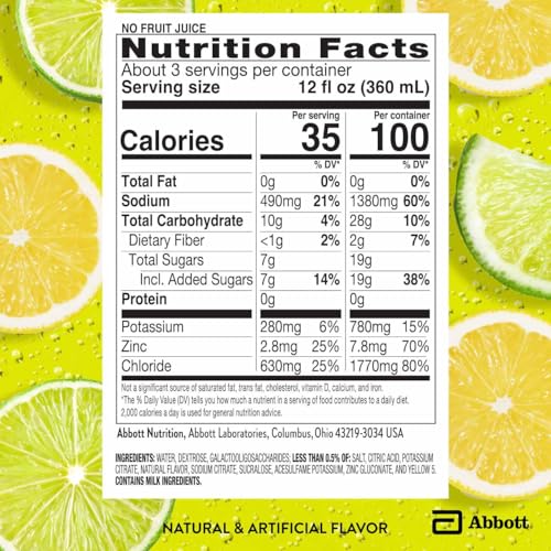 Image of Pedialyte AdvancedCare Plus Electrolyte Hydration Drink | Has 33% More Electrolytes and Has PreActiv Prebiotics | Lemon Lime | 1 Liter, Pack of 4
