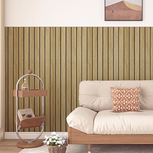 Paneles de pared efecto madera para sala de estar y dormitorio con formato rollo 5