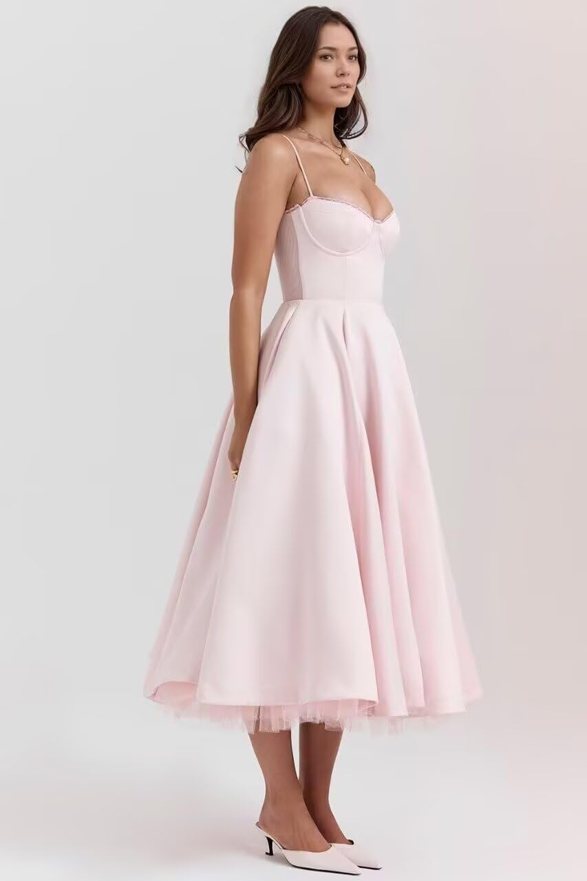 Satin Prom Dress Spaghetti Straps Vintage Wedding Dresses Puffy Tulle Corset A Line Cocktail Dress with Pocket AS022 - Image 4