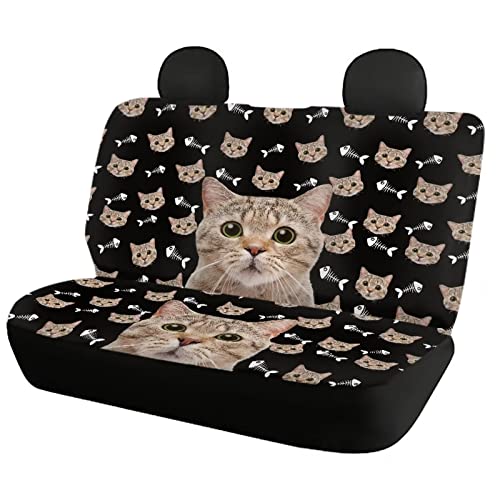 Image of Modysero Cute Cat Print Automotive Seat Cover Full Set Custom Breathable Elastic Car Seat Cover for Women Soft Comfortable Vehicle Seat Protector Universal Fit Most Cars SUV Trucks