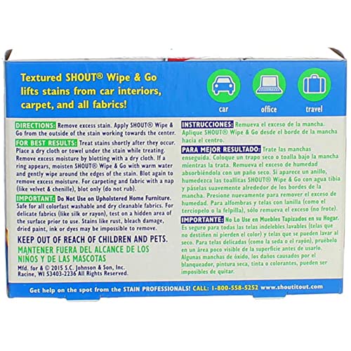Image of Shout Wipe & Go Instant Stain Remover - 12 CT