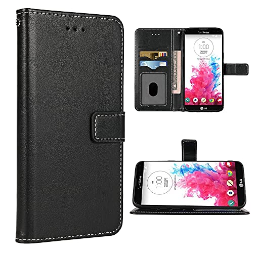 FDCWTSH Compatible with LG Vista Wallet Case Wrist Strap Lanyard Leather Flip Cover Card Holder Stand Cell Accessories Folio Purse Credit ID Slot Phone Cases for LGVista Women Men Black