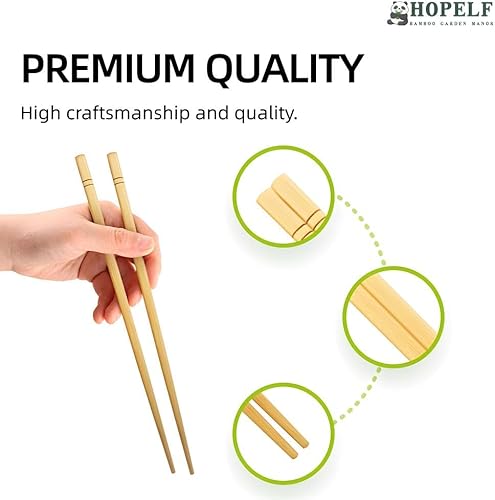 Miniatura 3 de 5 pares de palillos de 9.5 pulgadas x 5 pares, reutilizables, diseño simple y minimalista, más opciones de tamaño de 7"9.5"12"