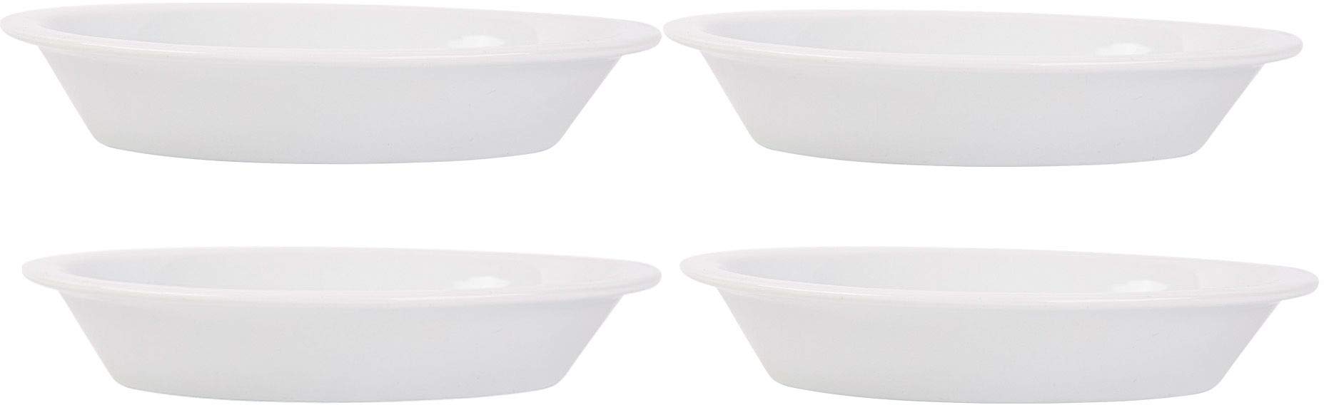 Home Essentials 15244 Fiddle and Fern Oval Mini Bakers, Set of 4, 6-inch Length, White
