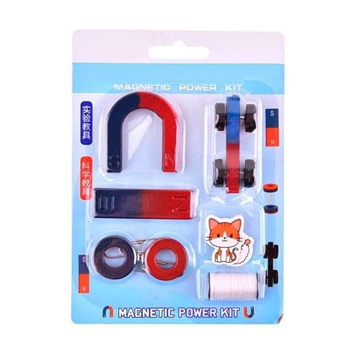 DEZIINE.Fx®Science Magnets Set for Education Science School Classroom Experiment Tools for Kids Including Bar/Ring/Horseshoe/Thread/Car Magnet (Model No :- 3)