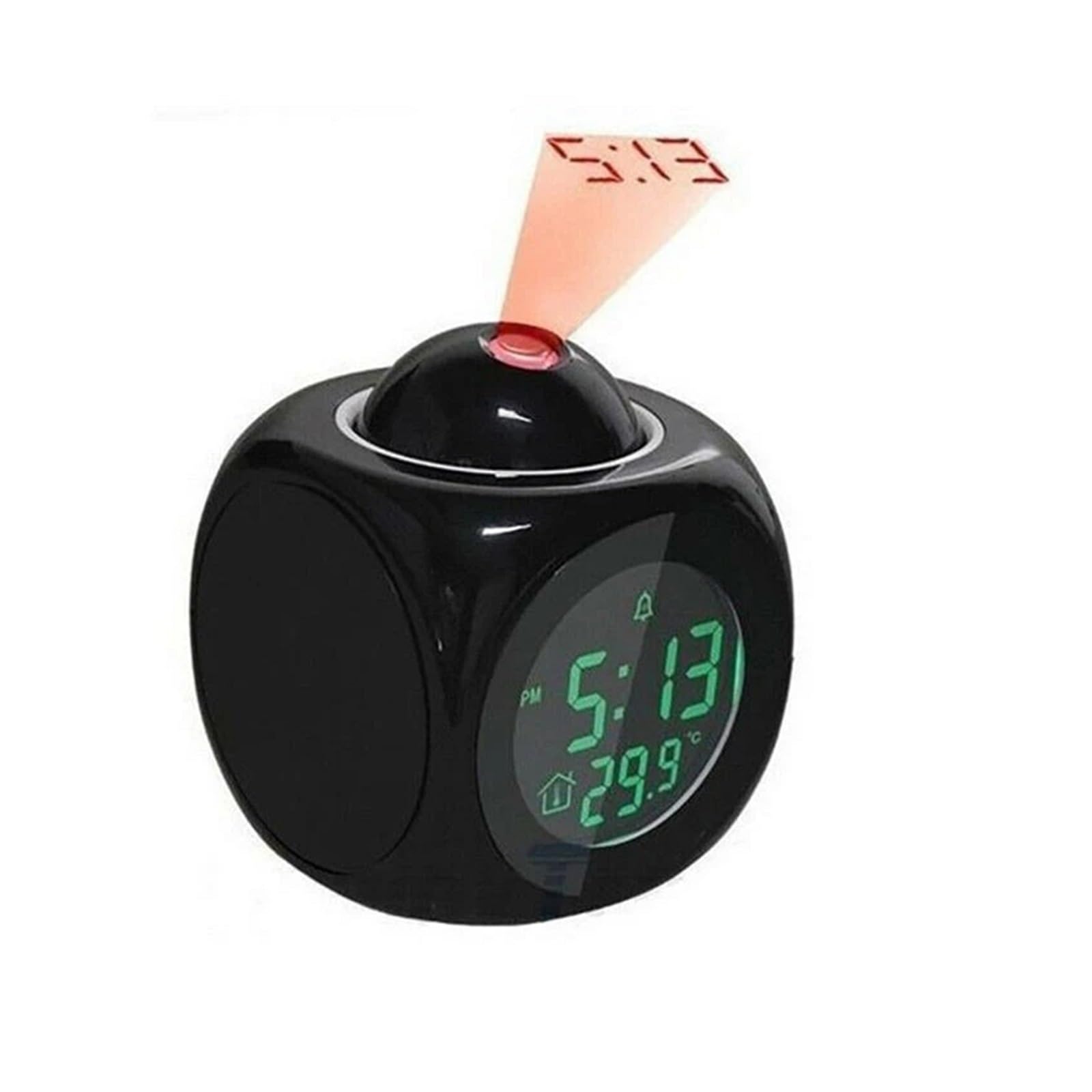 Cyfrowy Budzik LCD Kreatywny Projektor Pogoda Temperatura Czas Na Biurku Wyświetlanie Daty Projekcja Ładowarka USB Domowy Zegar Timer WyraźNy Obraz(Black)