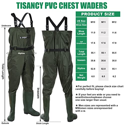 Tisancy 2 Pack Chest Waders Fishing Waders With Boot Hangers 70D 2 Ply Nylon Waders Duck Hunting Waders For Man Woman (M11) #TOP1