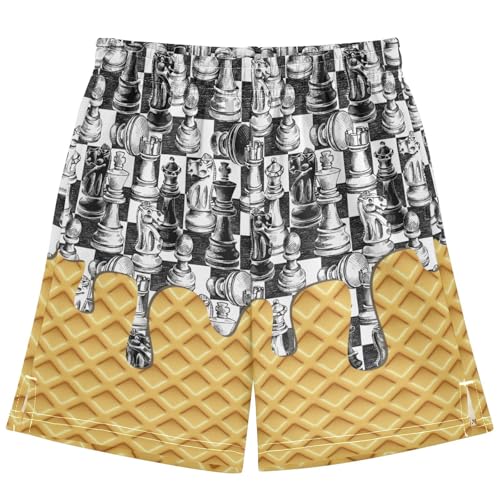 Boys Athletic Shorts with Pockets Ice Cream Drip Running Basketball Shorts for Youth Elastic Waist Size 7-15