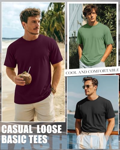 Image of Neer 3 Pack Big and Tall T-Shirts for Men L-7xl Tops | Large Casual Stretch Workout Tees, Short Sleeve Crewneck Oversized Shirts, Classic Summer Outfits, Comfy Basic Loose Clothes