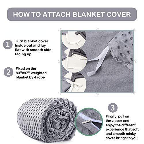 Dobeans Removable Cover For Weighted Blanket 60X80 Grey Weighted Blanket Cover Queen Size Minky Duvet Cover For Child Adult Breathable Weighted Blanket Duvet Cover For Summer And Winter #TOP2