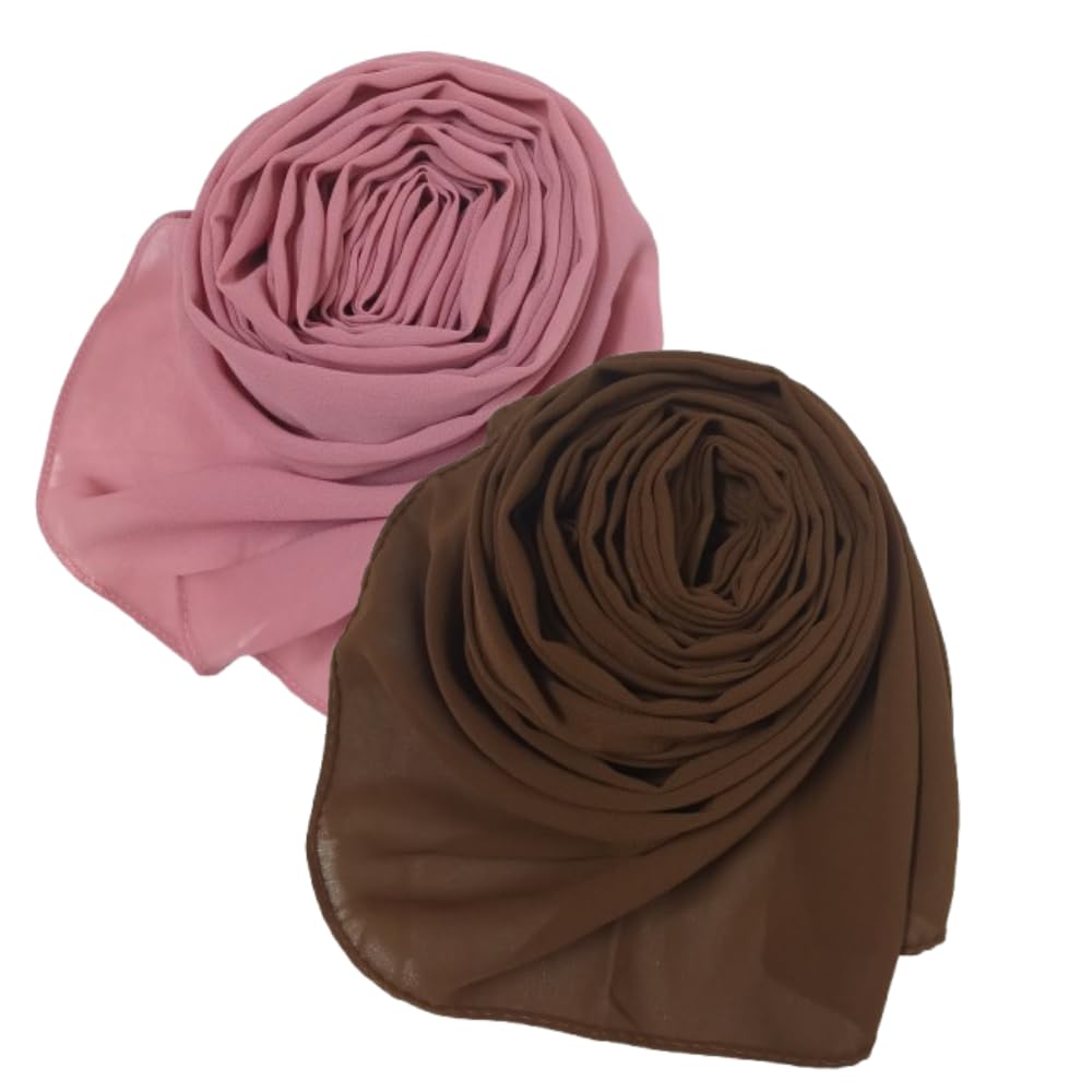 Trending Combo of 2 Muslim Women Malaysian Soft Plain Chiffon Georgette Fancy Hijab/Scarves/Shawl/Stoles/Duppatta/Solid head Wrap College Girls Abaya Scarf Collection-picture-29