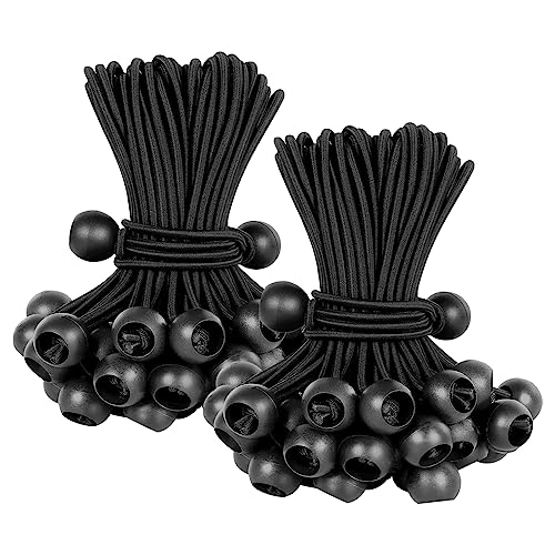 Tensores Elasticos 50 Piezas,Cuerda Elástica con Bola,15 y 20cm Pulpos Elasticos para Lonas,Tensor de Goma,Tensor Bola Tensores,Cuerdas Elásticas con Bola,Tiendas de campaña,toldos,Camping