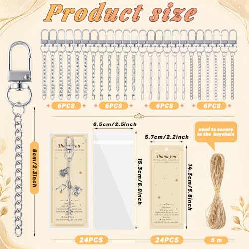 Image of Wurosi 24 Sets Keychain Making Kit for Bag Charm with Package,Silver
