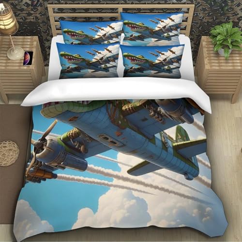 Housse de couette dinosaure 3D microfibre ultra douce 260x220cm pour lit ado - 5