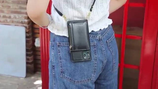 Custodia a portafoglio con chiusura lampo per iPhone, TPU
