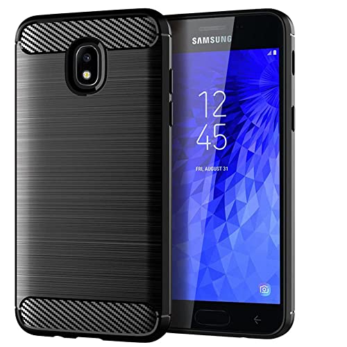 Natural Tactility Lightweight Full-Body Protective Shock Absorption Carbon Fiber Cover Case Compatible with Samsung Galaxy Amp Prime 3 SM-J337A Cellphone