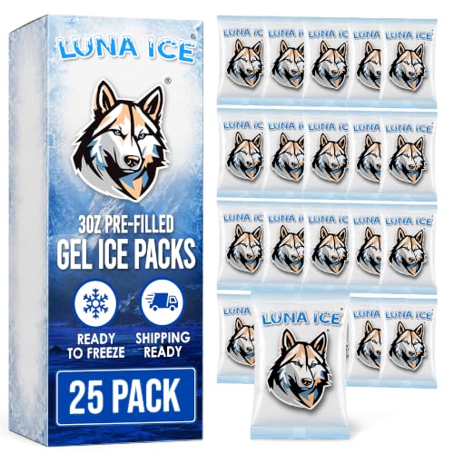 Image of Reusable Gel Freezer Packs for Shipping Food - 3oz Pre-Filled 25 Pack - Long Lasting Dry ice Packs for Frozen Food & Perishables
