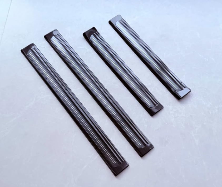 Door Sill Protector Compatible with Nissan Armada Y63 2025-2026 Accessories，Black Brushed Stainless Steel Material Auto Door Entry Guards (Black)