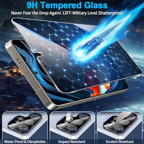 Image of 3 Pack Privacy Screen Protector for Samsung Galaxy s25 ultra Tempered Glass + 2 Pack Camera Lens Protector, True 25Anti Spy, Military Grade Shatterproof, 9H+ Hardness, Auto Alignment Frame 6.9 inch