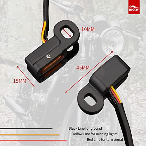 Kicry Led Motorcycle Handlebar Turn Signal Lights Front Universal Mini Size Blinkers Small 3 Wire Micro Metal Indicator Compatible With Harley Davidson Honda Kawasaki Vulcan Yamaha(Black-Amber Lens) #TOP5