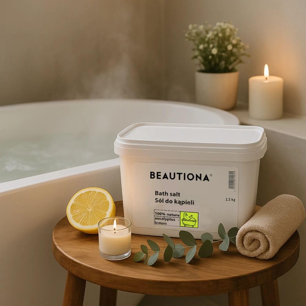 Epsom sól do kąpieli 2,5 kg – eukaliptus i cytryna – magnezowa sól do kąpieli dla detoksykacji, relaksu mięśni i regeneracji – naturalna sól Epsomowa do kąpieli, kąpieli stóp i wellness w domu